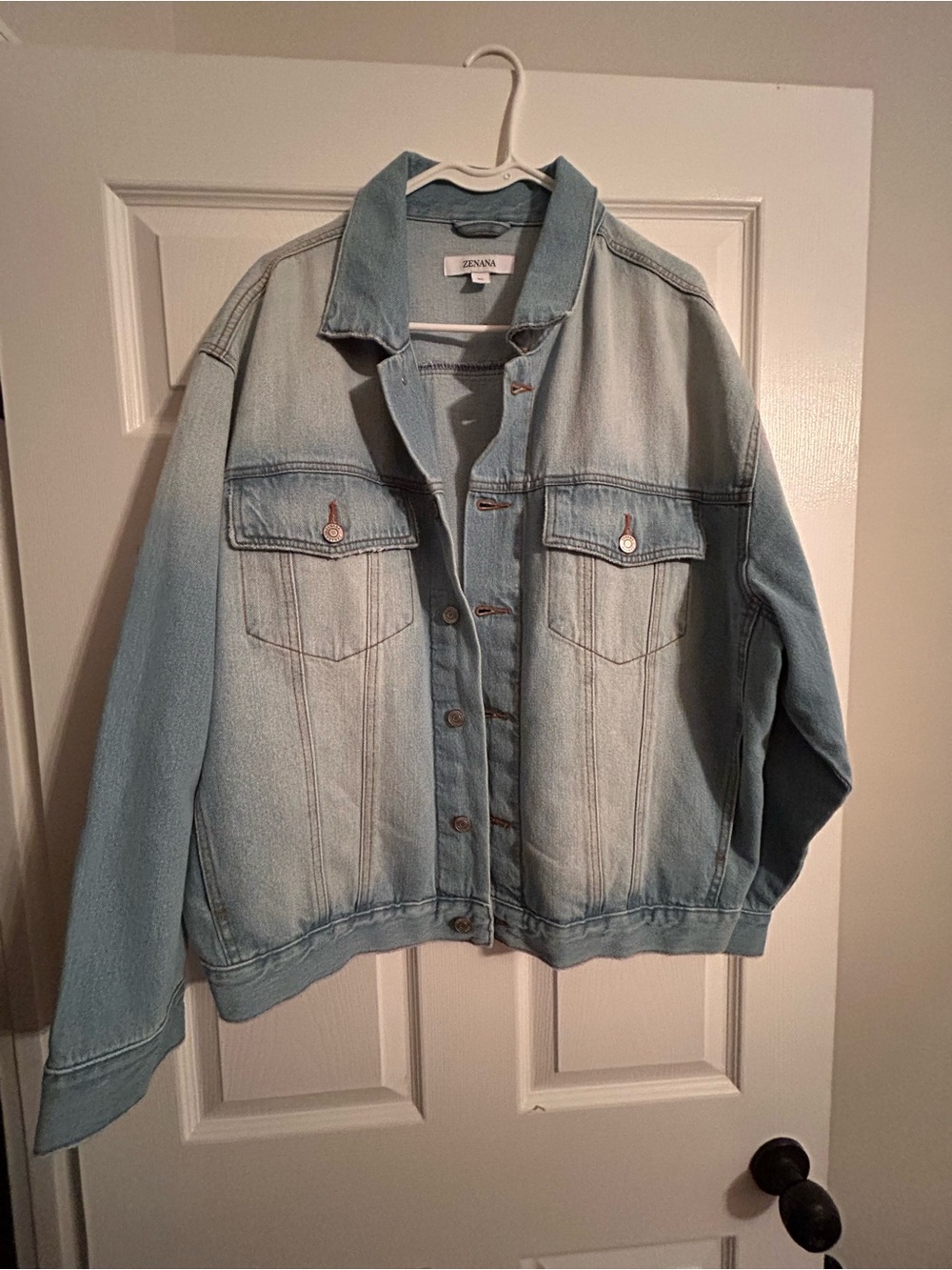 Zenana Outfitters Two-Tone Light Blue Denim Jacket